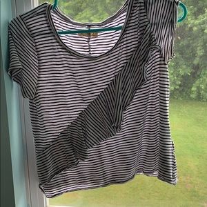 hollister black and white striped ruffle top